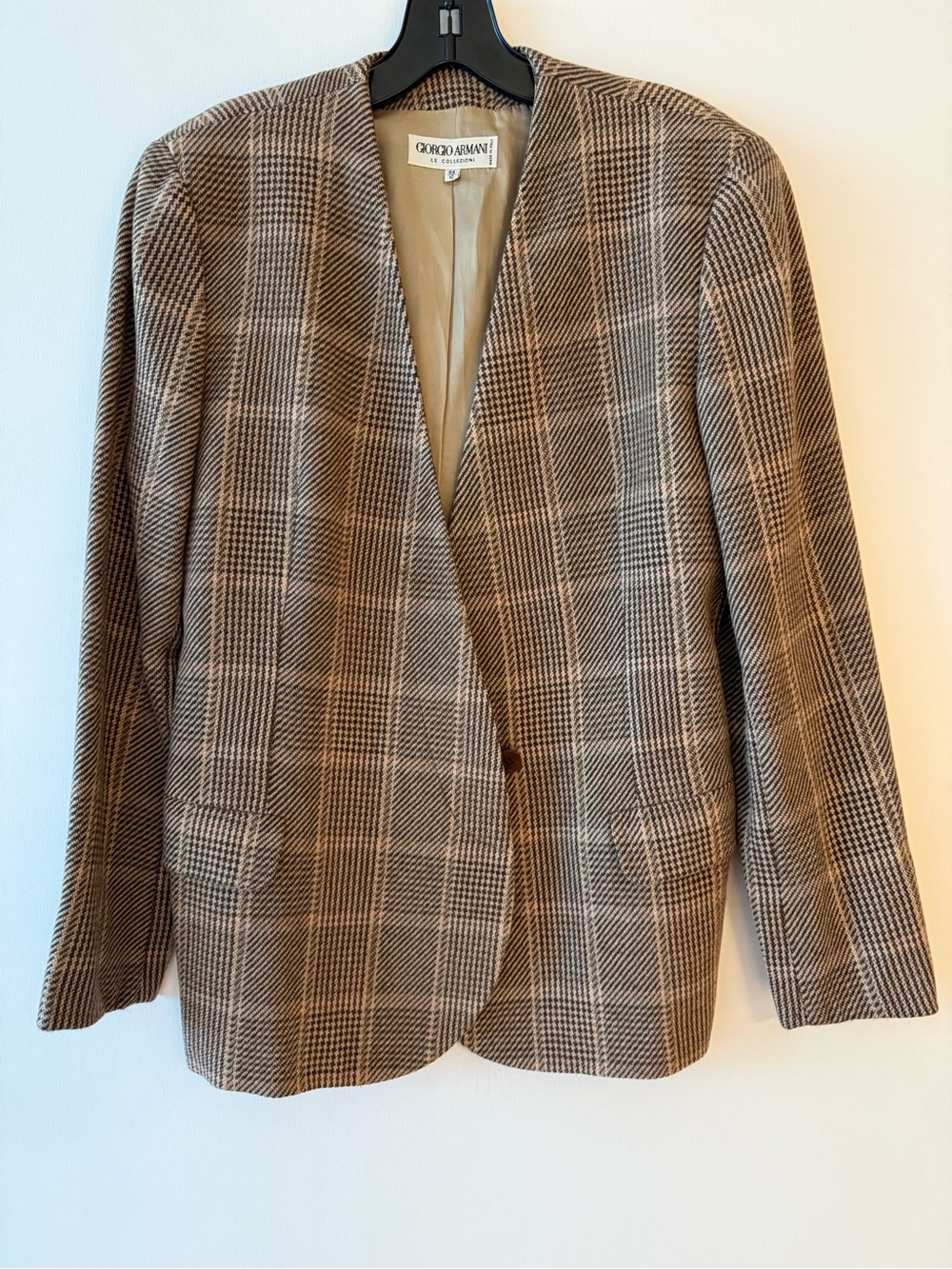 Giorgio Armani Women’s Tan and Brown Plaid Blazer